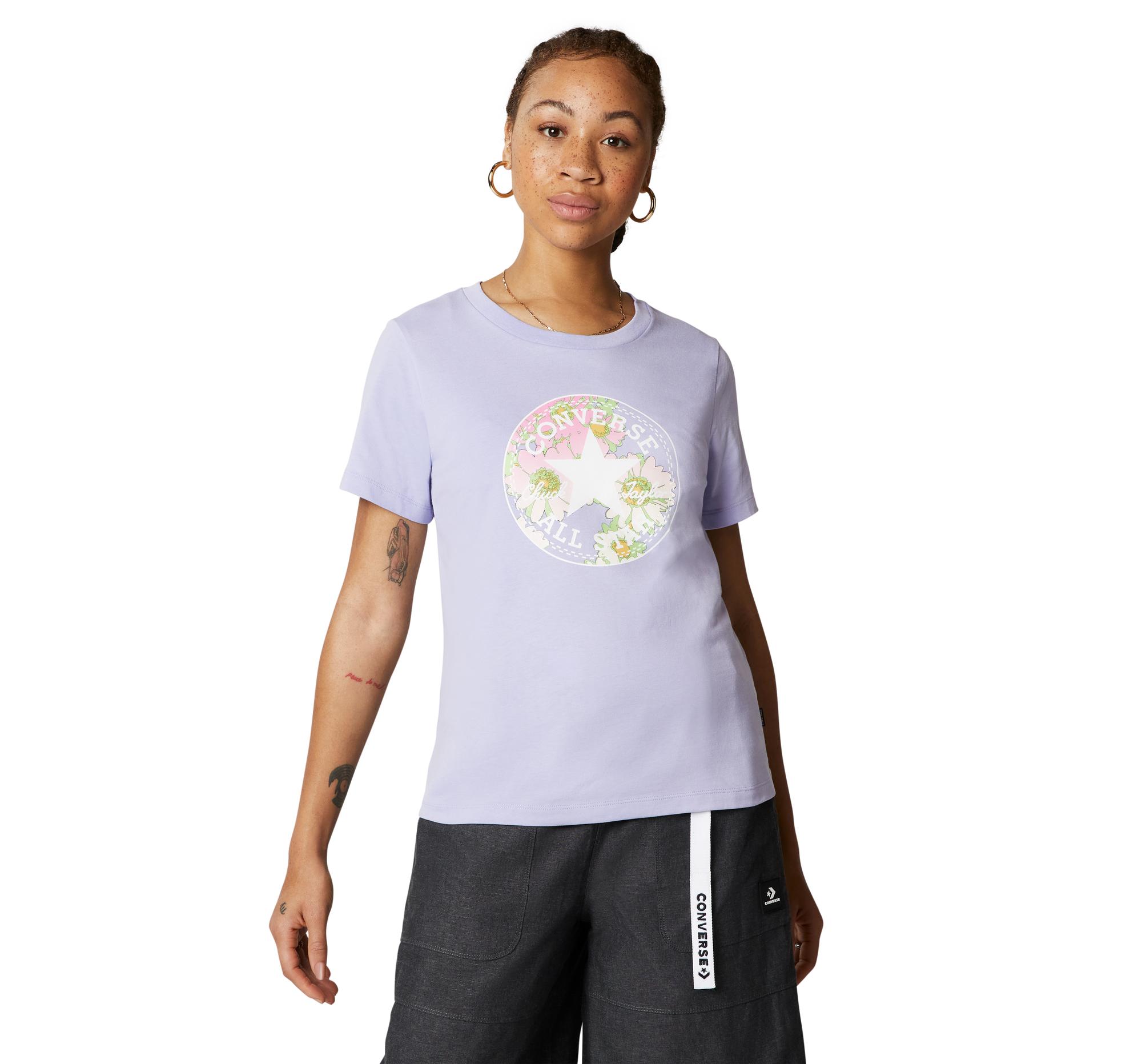 Converse Floral Print Patch T-shirt in White | Lyst