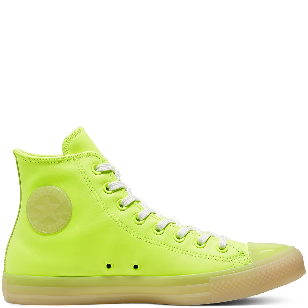 yellow leather converse high tops