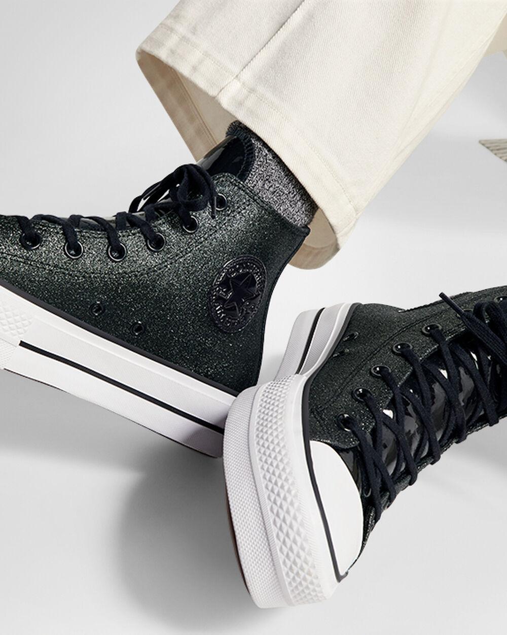 Black sparkle high top converse sale