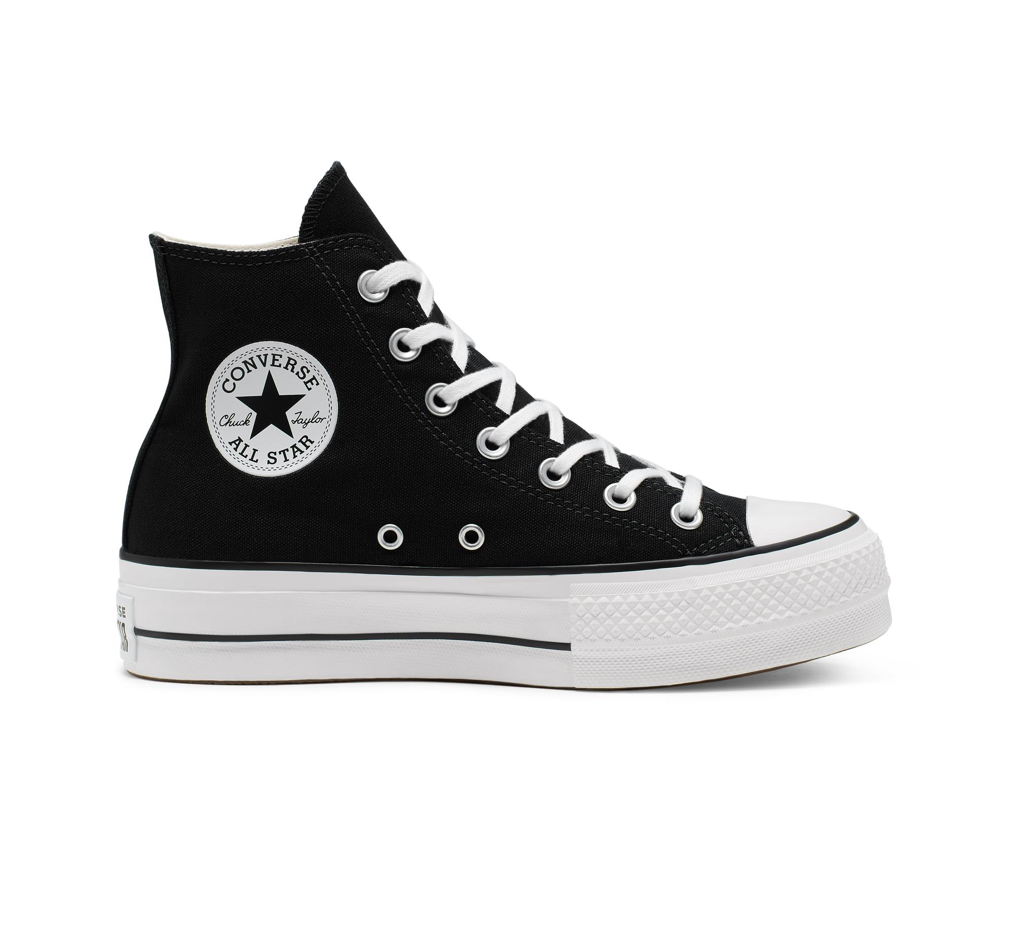 Converse Canvas All Star Lift High-top Flatform Trainers in Black White ( Black) - Save 16% | Lyst