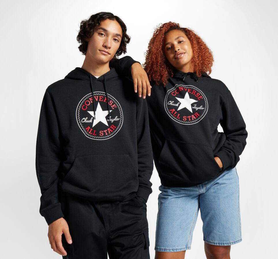 Converse Go-to All Star Patch Standard-fit Fleece Pullover Hoodie in Black  | Lyst UK