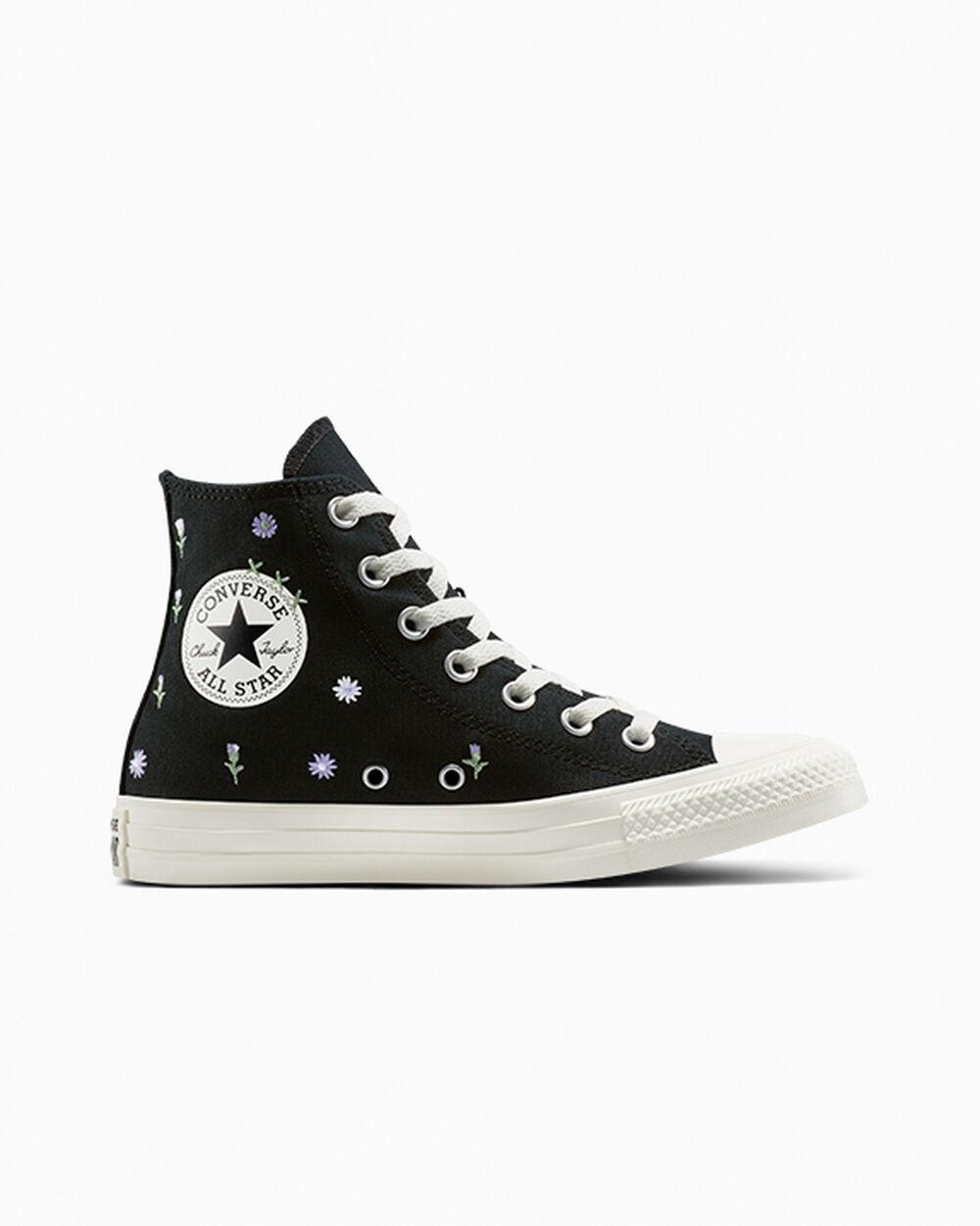 Embroidered Floral Black Flower Converse Converse Chuck Taylor All