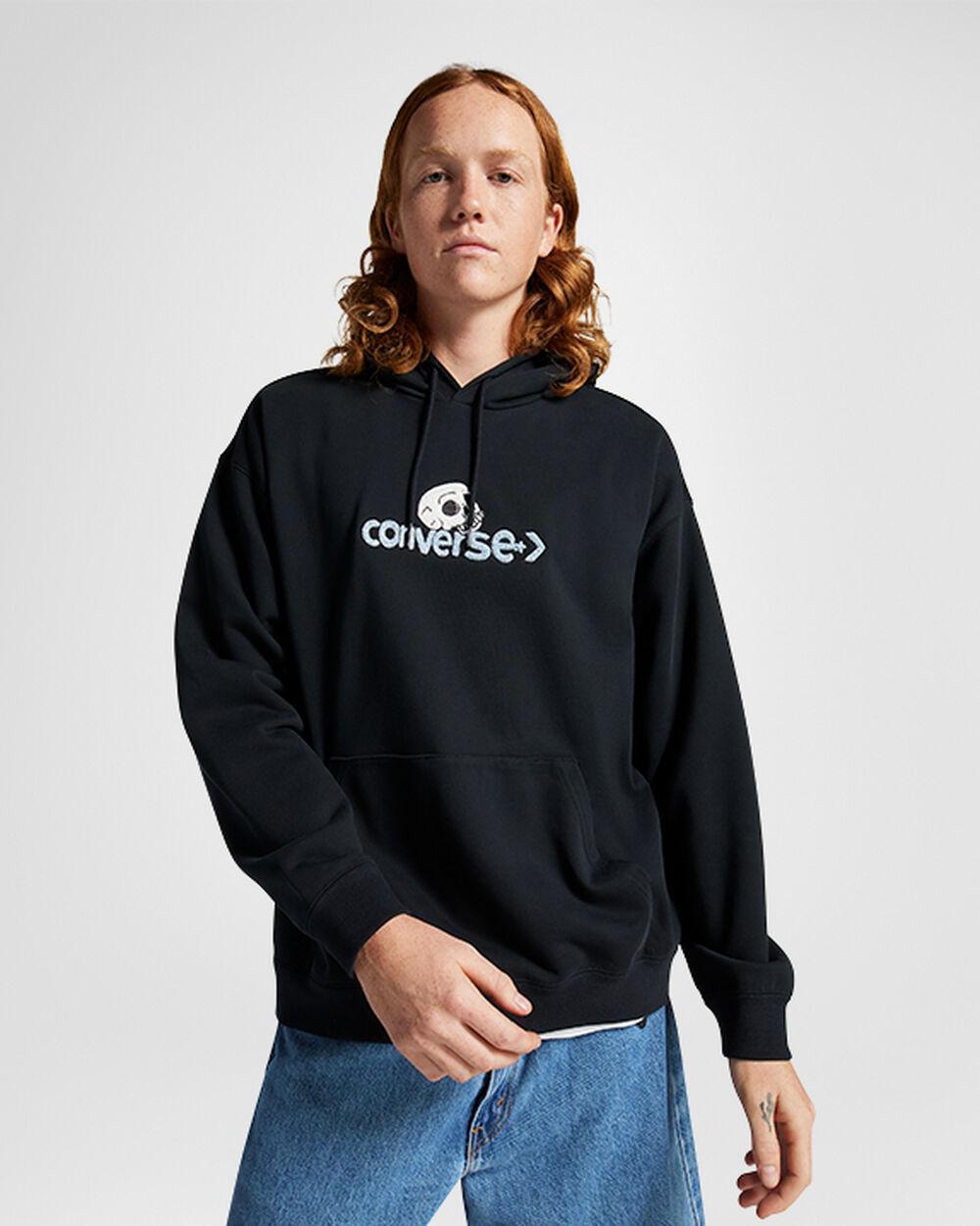 Black converse hoodie womens sale