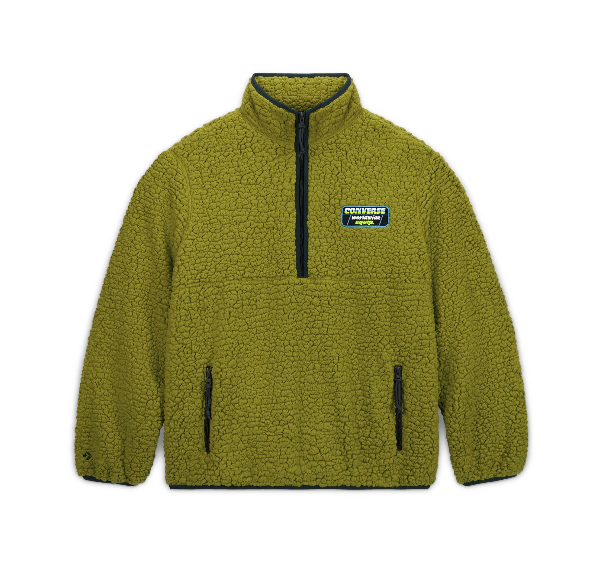 Converse Half Zip Sherpa Pullover in Green for Men | Lyst