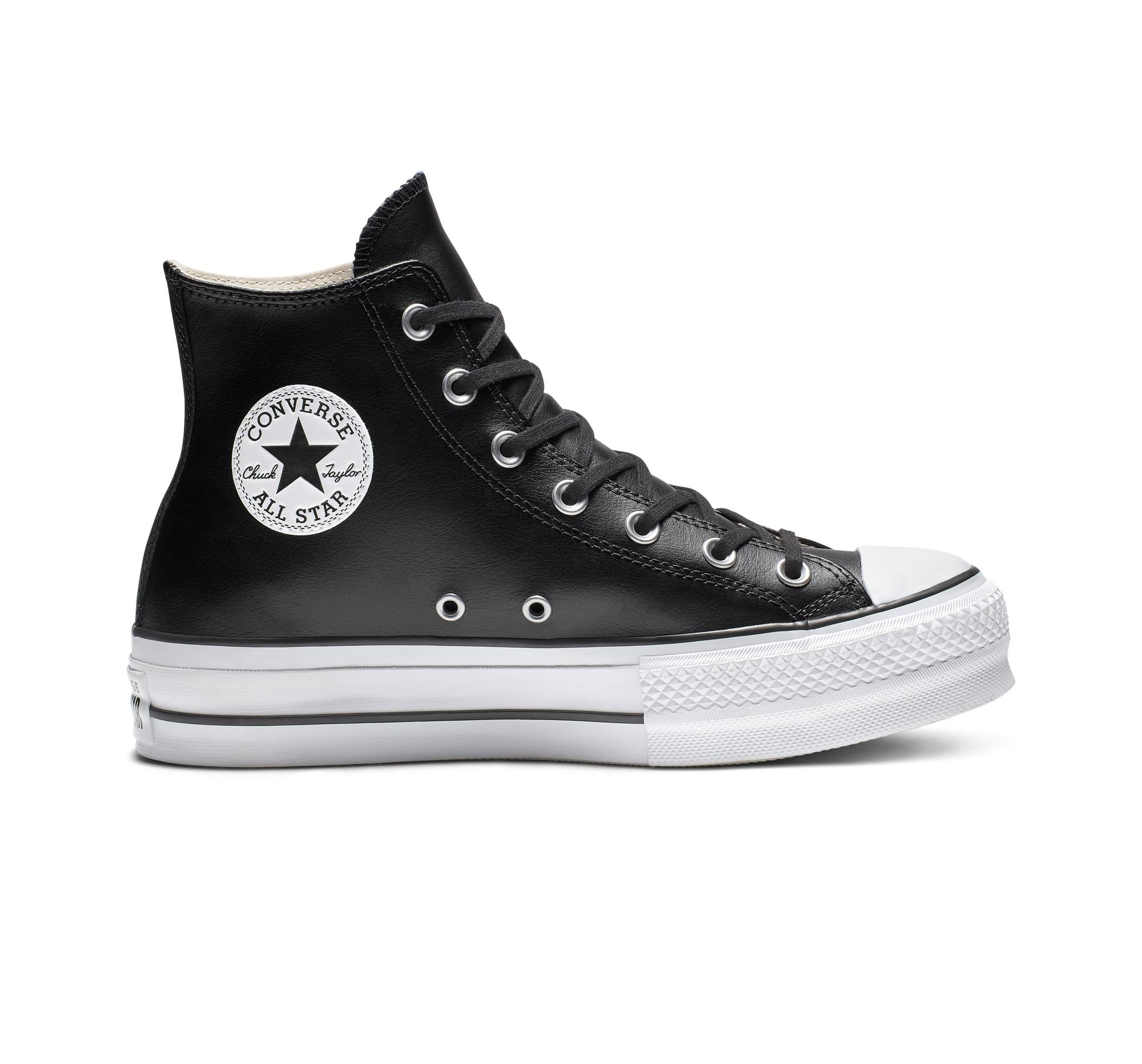 Converse Chuck Taylor All Star Platform Clean Leather High Top in Black ...