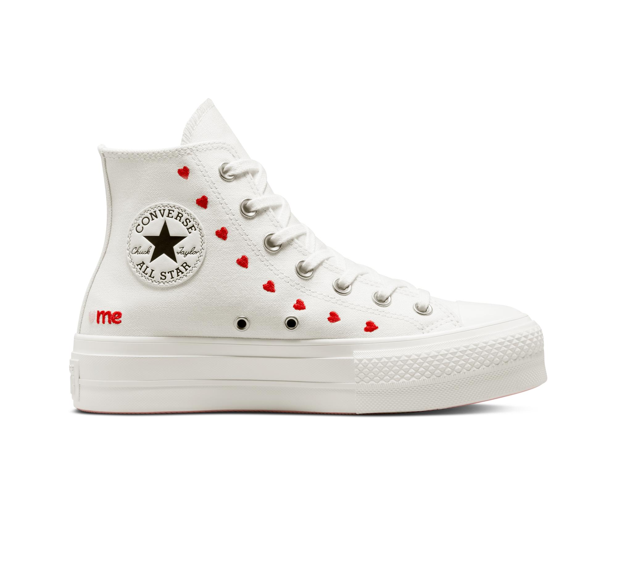 Converse Chuck Taylor All Star Lift Platform Embroidered Hearts in White |  Lyst