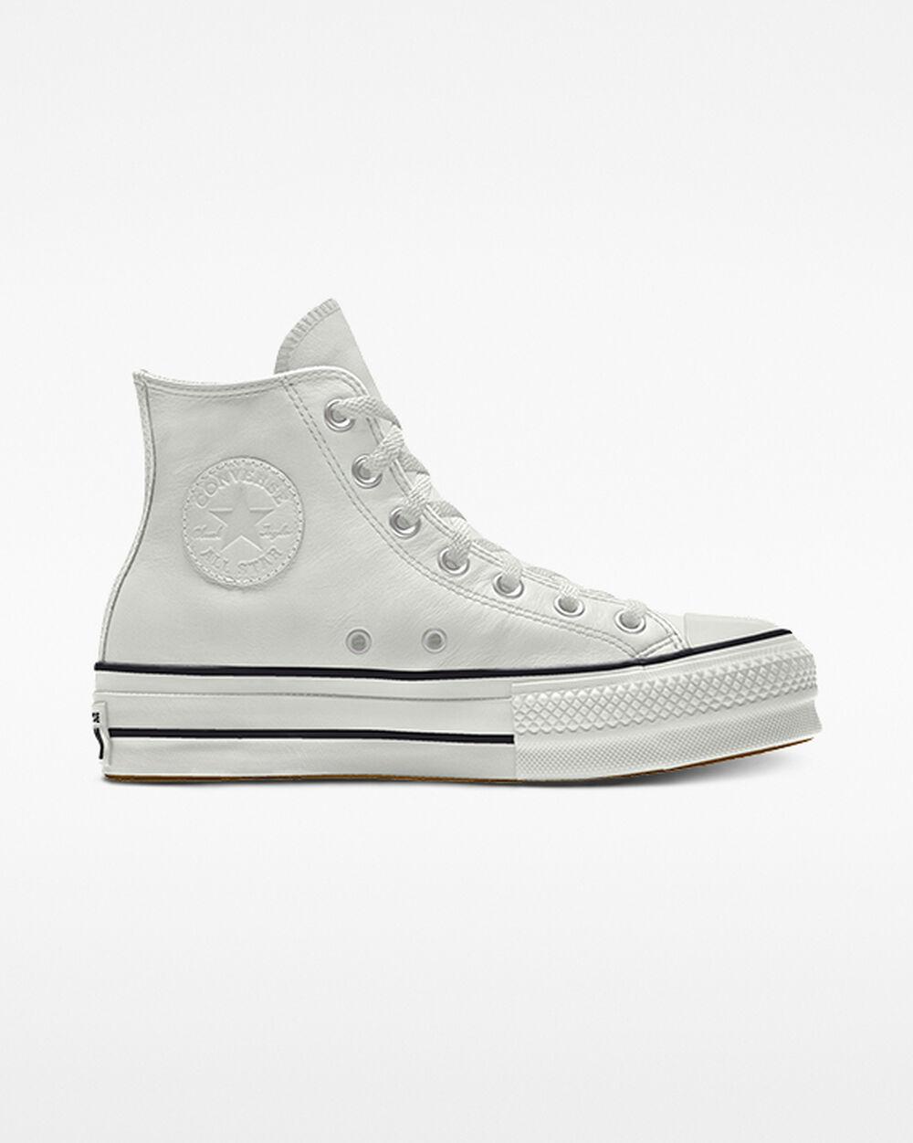 Converse Custom Chuck Taylor All Star Lift Platform Leather By You in White  | Lyst