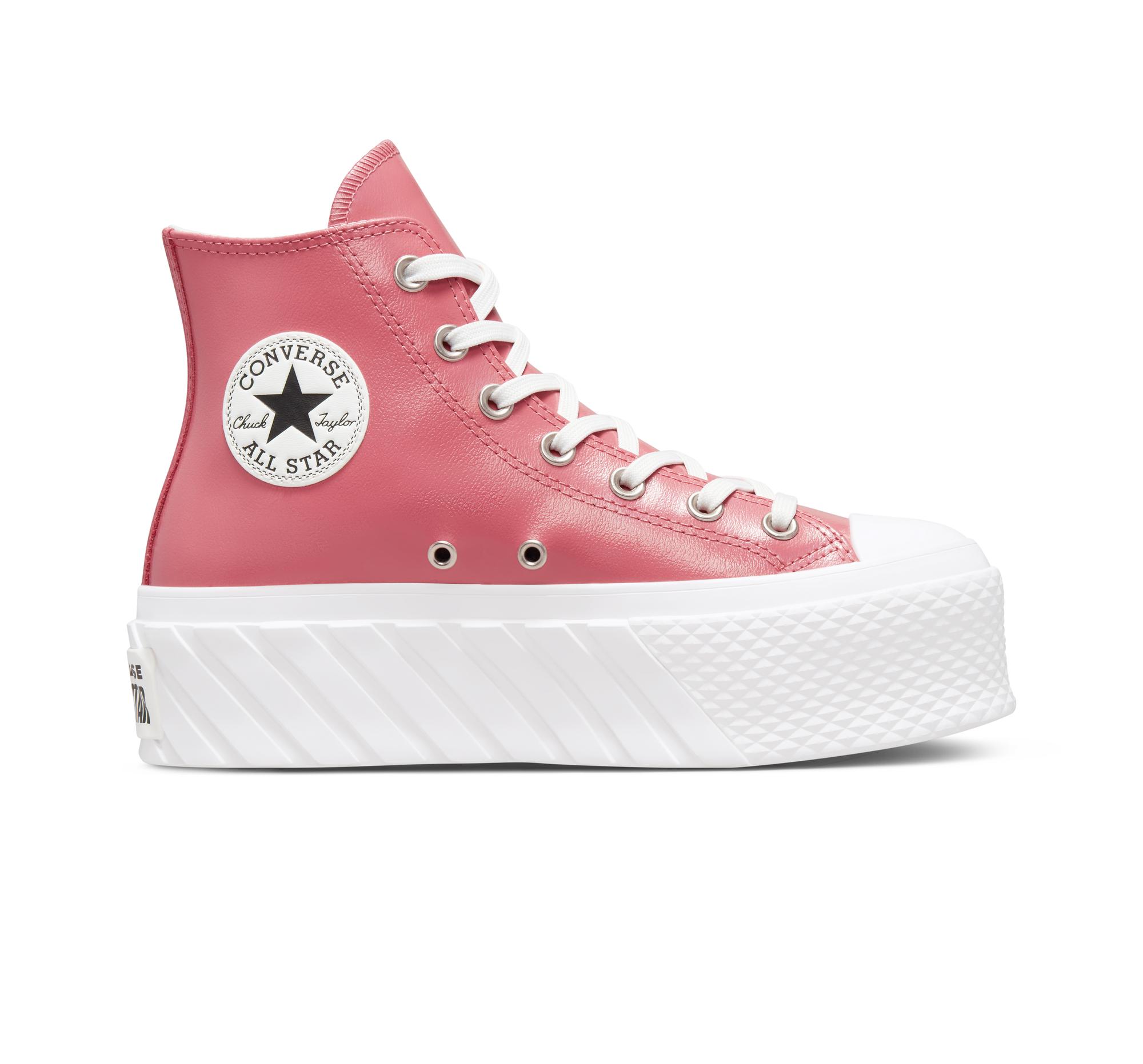 Converse Chuck Taylor All Star Lift 2x Platform Iridescent Leather in Pink  | Lyst