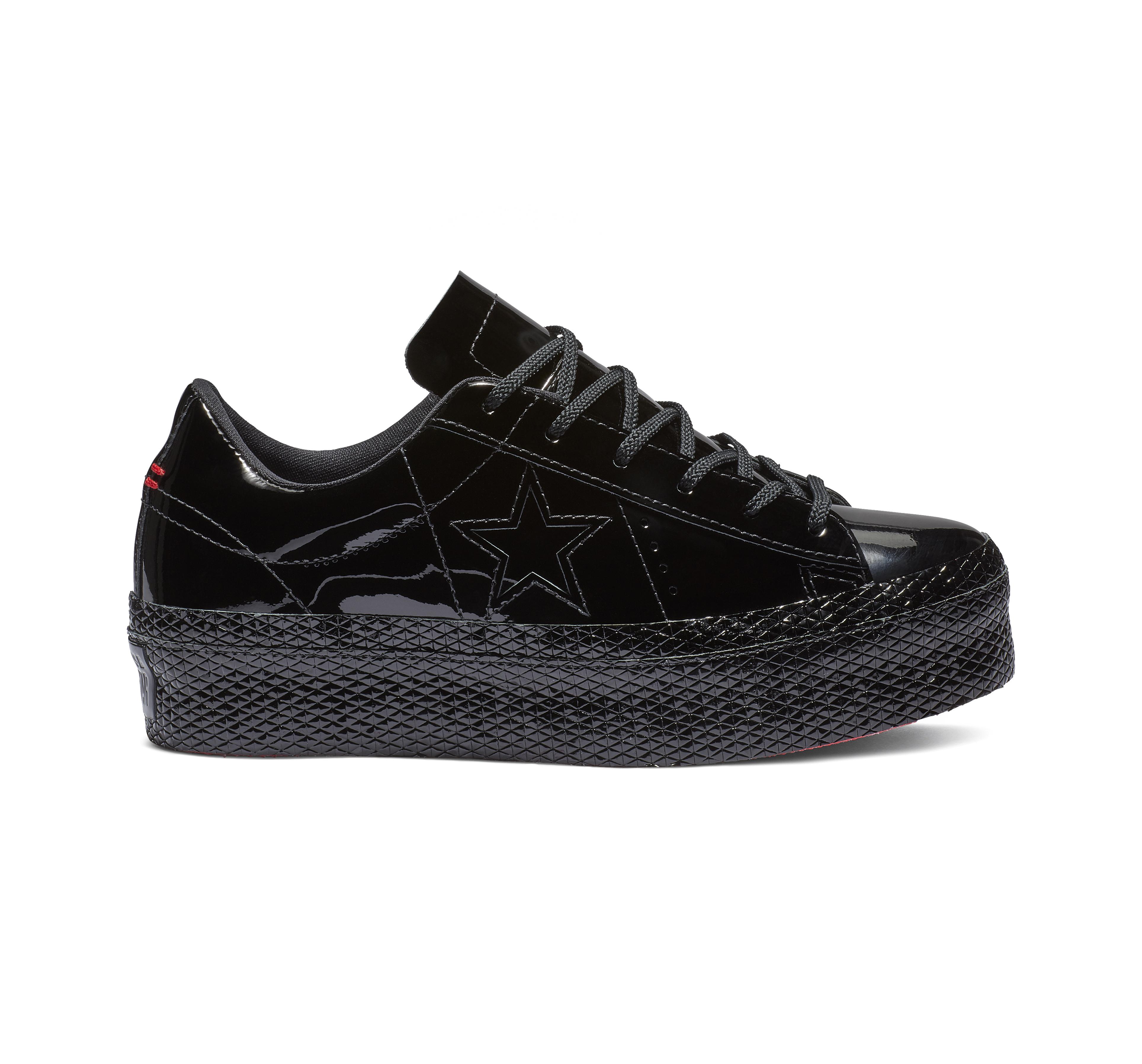 Converse One Star Platform Patent '90s Leather Low Top in Black | Lyst