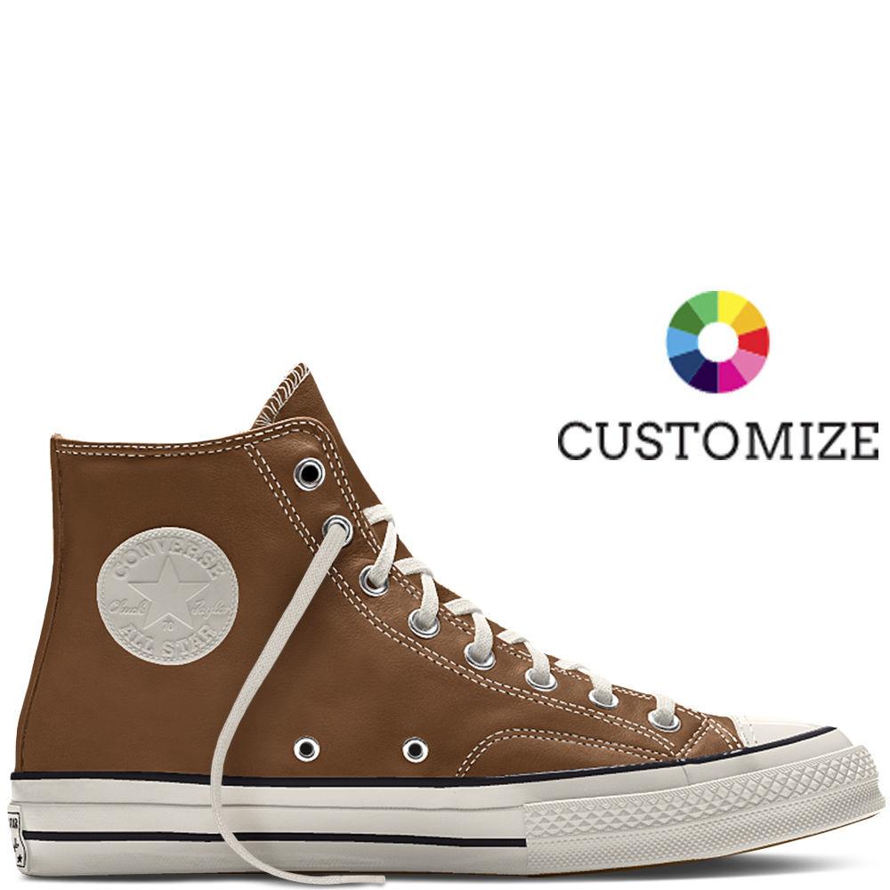 converse brown leather hi tops