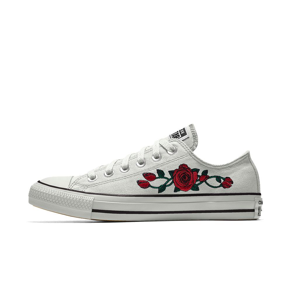 Converse Custom Chuck Taylor All Star Rose Embroidery Low Top Shoe in White  | Lyst
