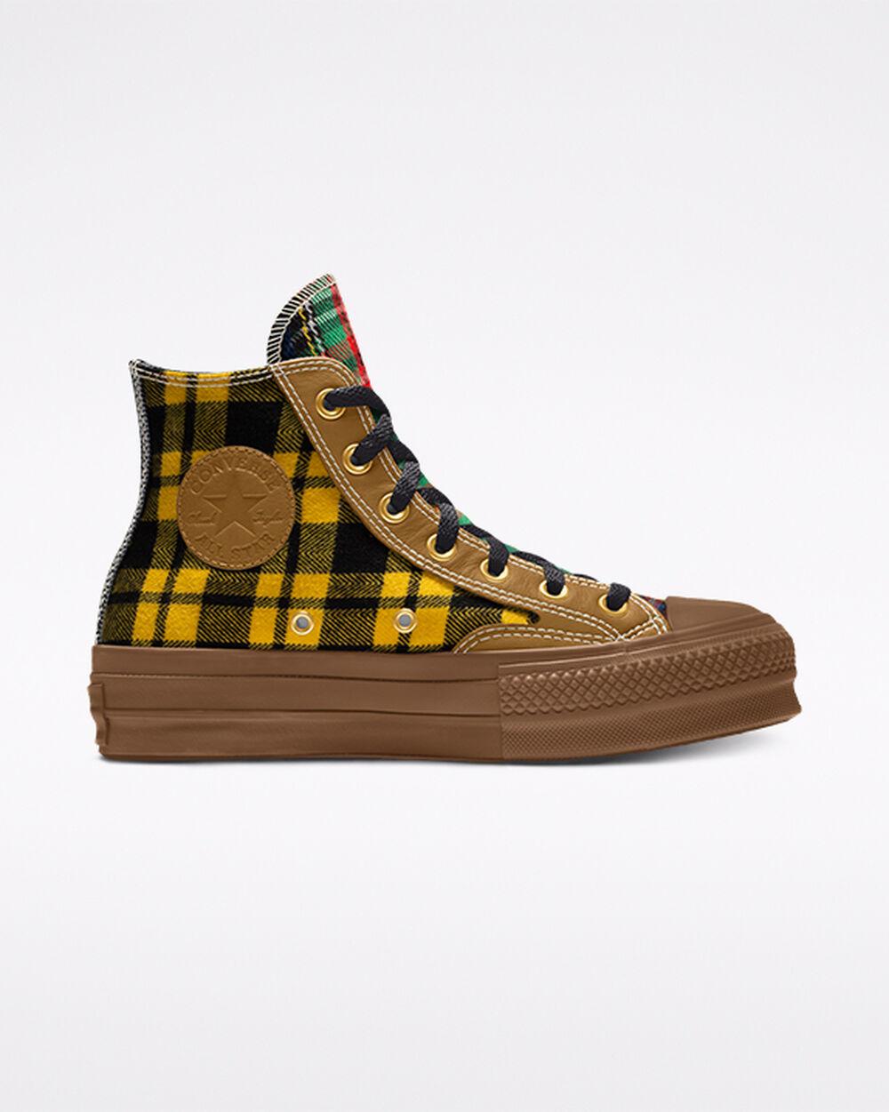 Converse Custom Hacked Plaid Platform Chuck Taylor All Star By You in Brown  | Lyst