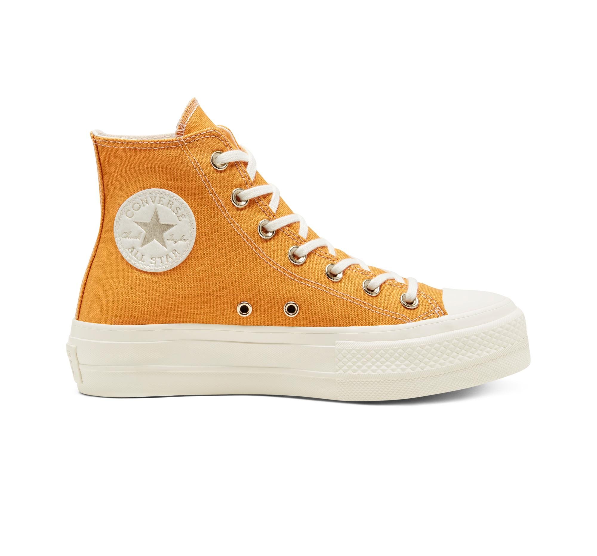 Converse Lace Elevated Gold Platform Chuck Taylor All Star in Yellow - Lyst