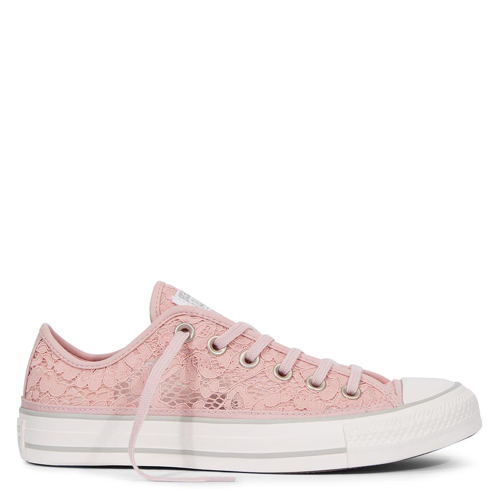 pink converse with flowers