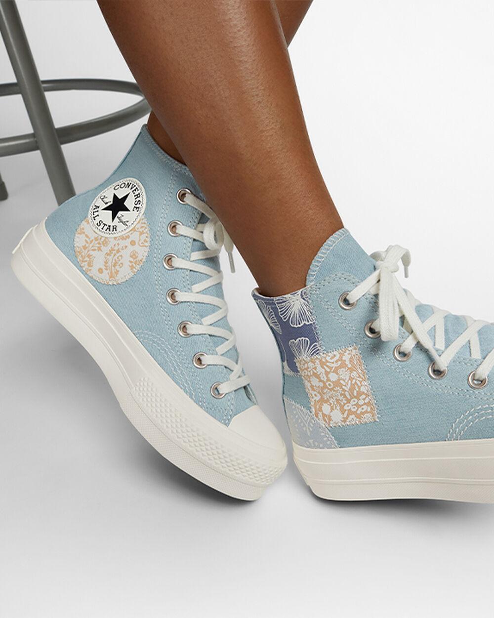 Converse Chuck Taylor All Star Lift Platform Denim Patchwork in Blue Lyst UK
