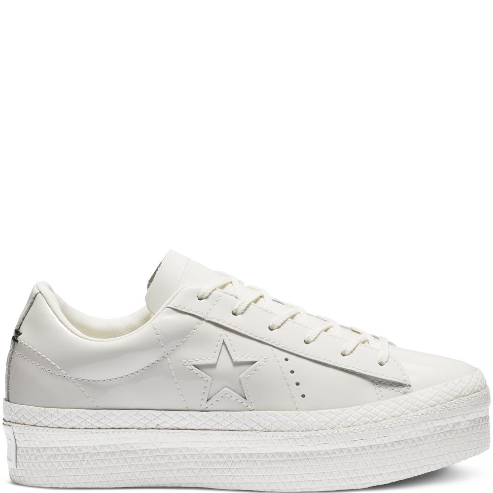 one star platform leather low top
