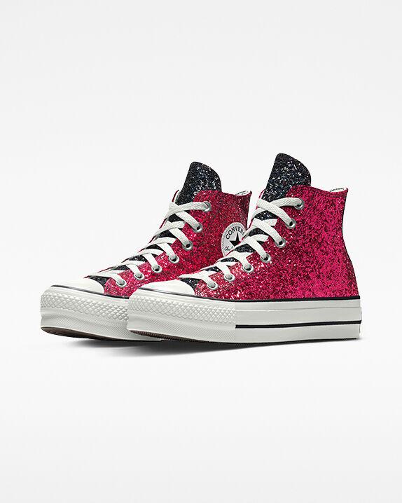 Converse Custom Chuck Taylor All Star Lift Platform Glitter By You in Red |  Lyst UK