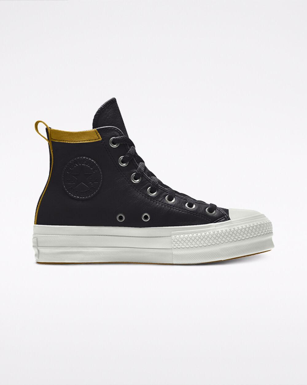 Converse Custom Leather Platform Chuck Taylor All Star By You in Black |  Lyst