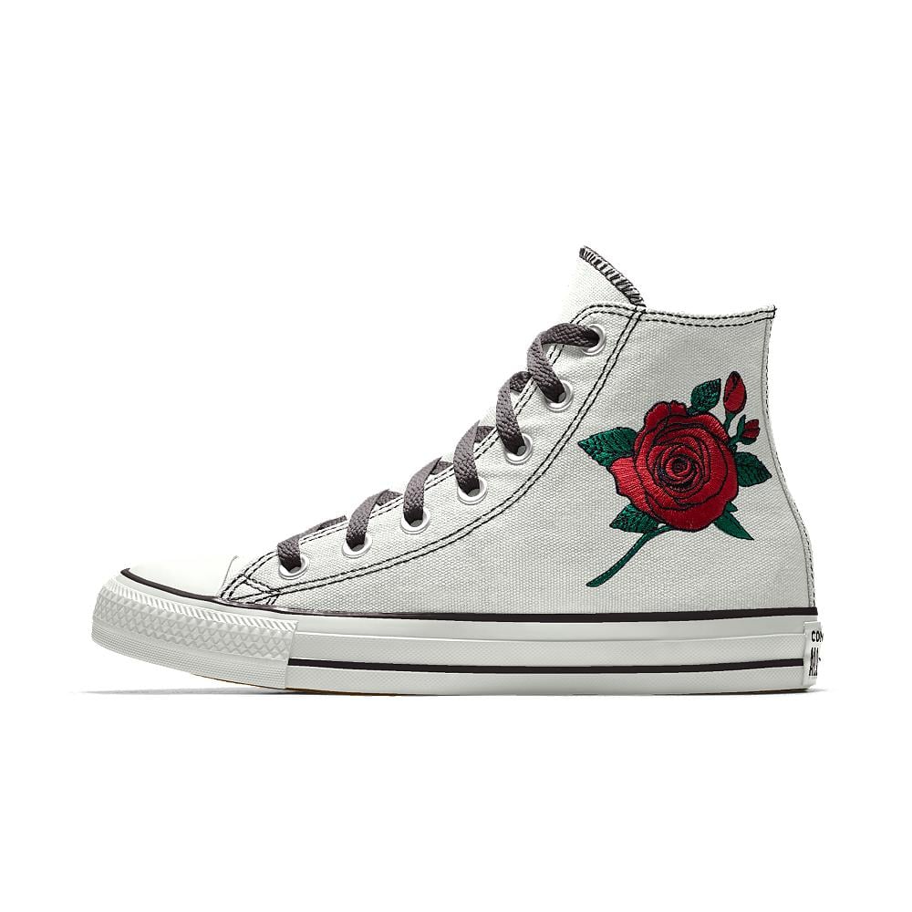 white converse with roses