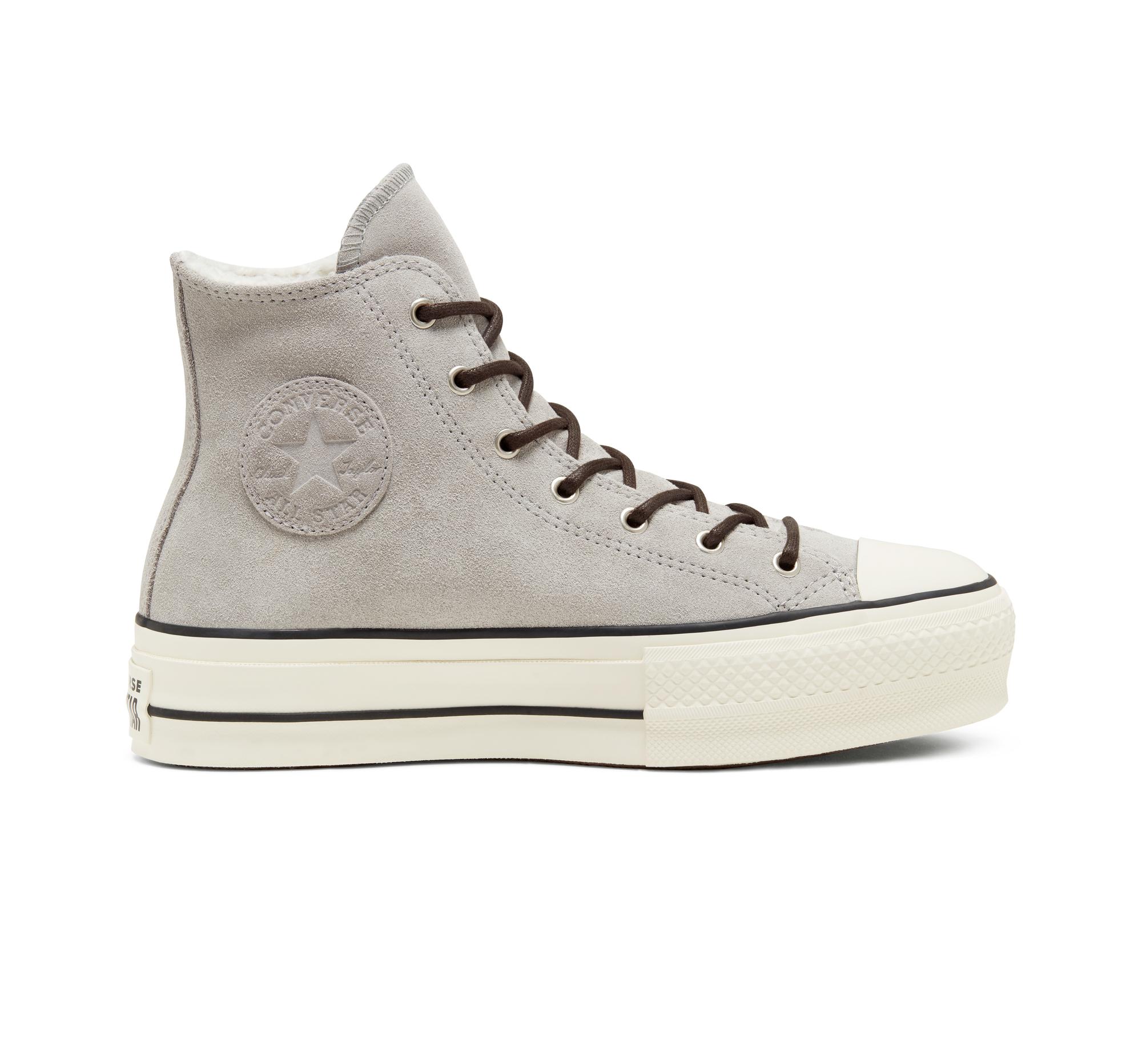 Converse Suede Sherpa Chuck Taylor All Star Platform in Grey (Gray) | Lyst