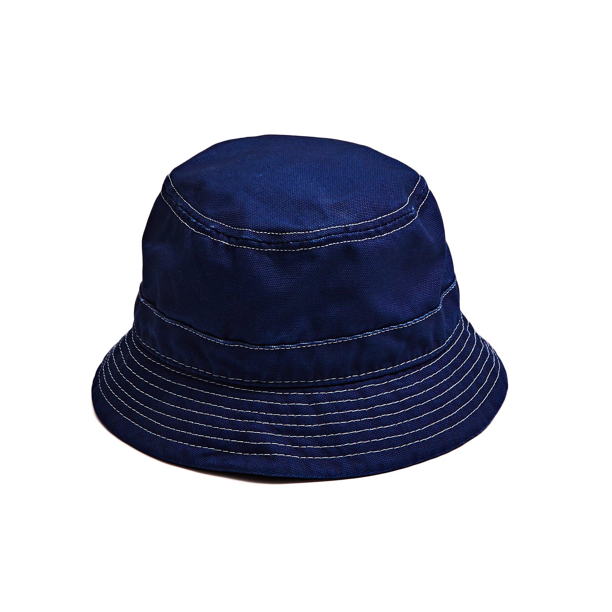white and blue bucket hat