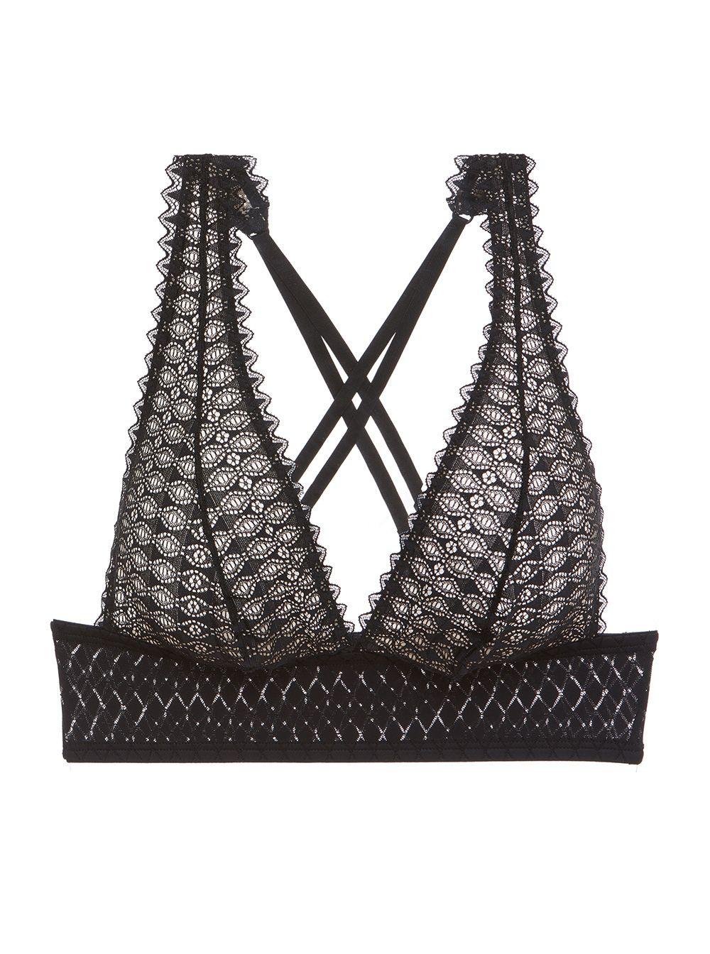 Cosabella Lace Lunna Tall Triangle Bralette in Black - Lyst