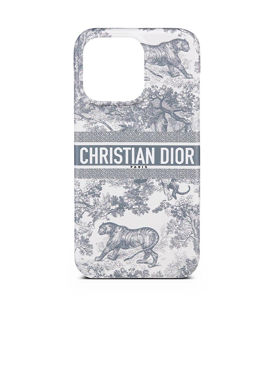 Dior Case Iphone 13 Pro In Grey Toile De Jouy in White