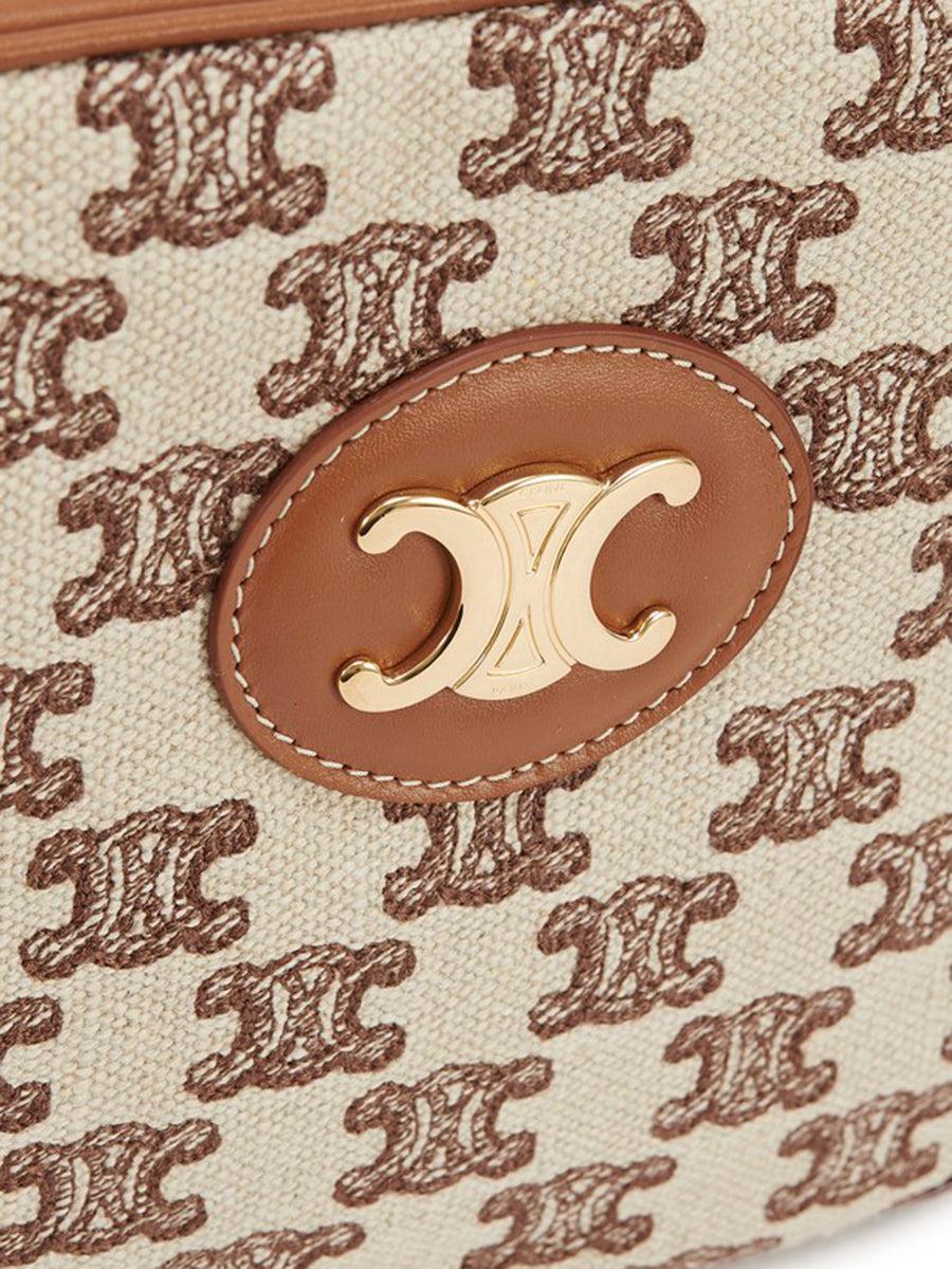 medium triomphe bolsa in textile with triomphe embroidery and calfskin