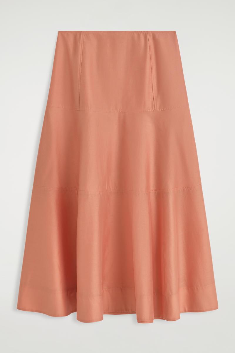 COS Panelled A-Line Midi Skirt in Orange | Lyst