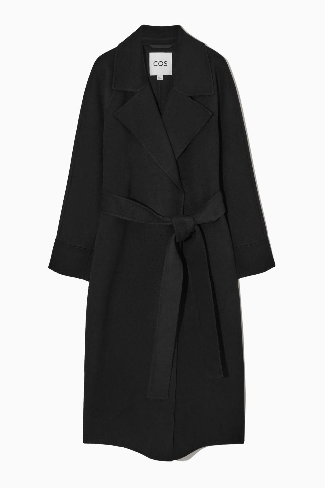 COS Double-faced Wool Belted Coat in Black | Lyst