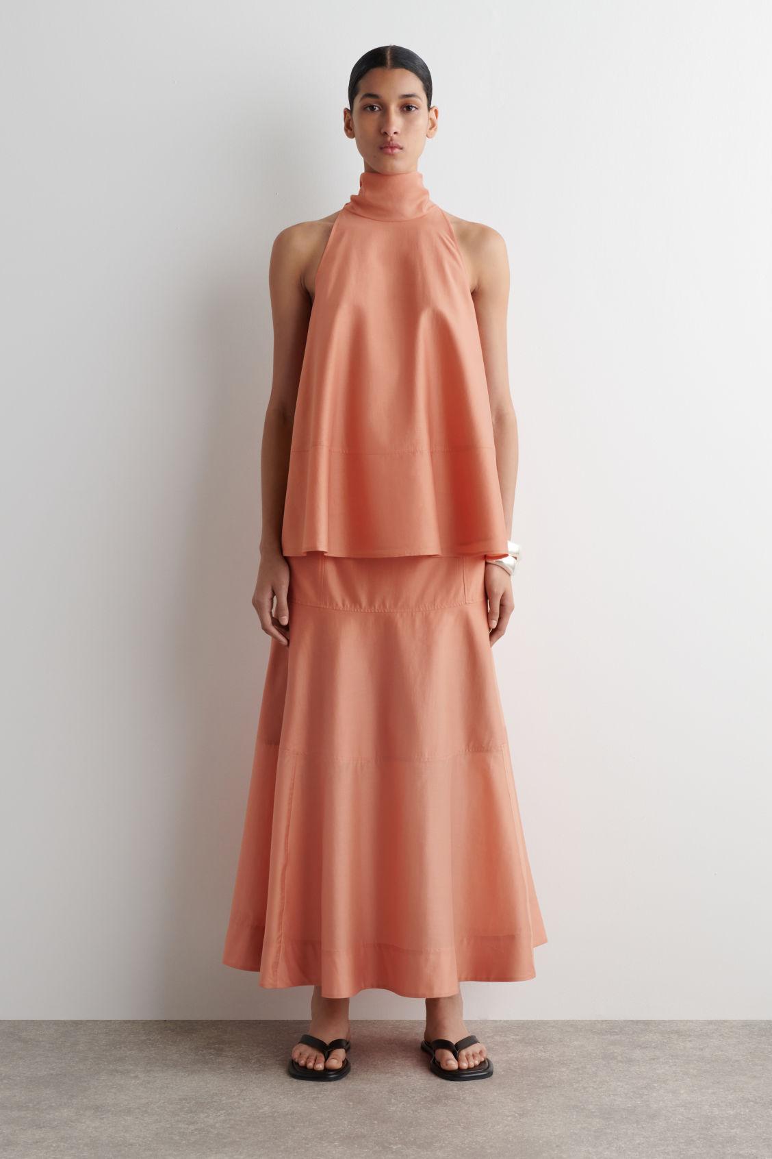 COS Panelled A-Line Midi Skirt in Orange | Lyst COS Panelled A-Line Midi Skirt in Orange | Lyst