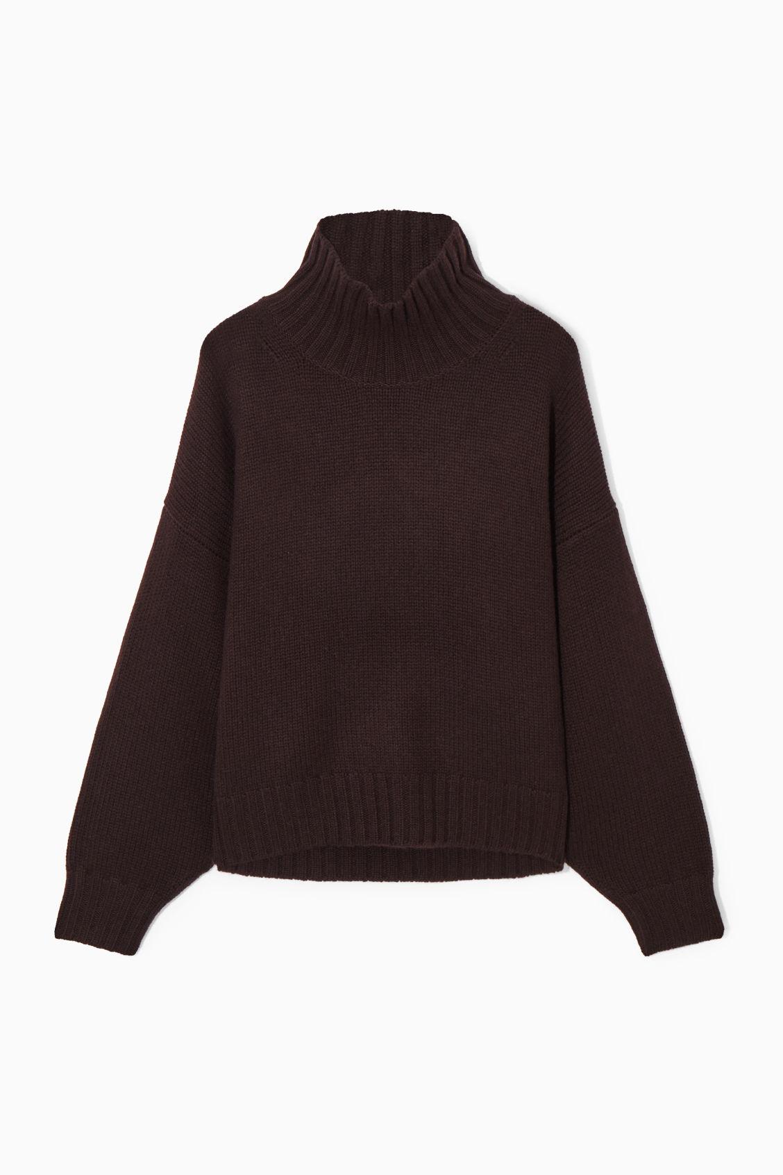 COS Chunky Pure Cashmere Turtleneck Sweater in Brown Lyst