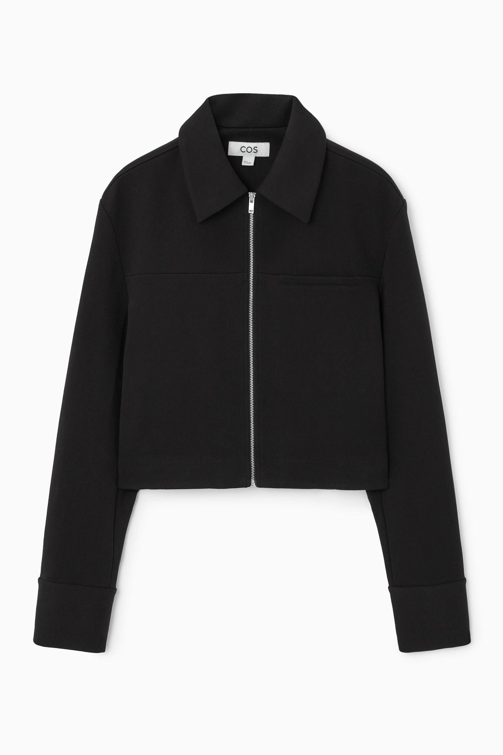 COS Cropped Twill Zip up Jacket in Black Lyst UK