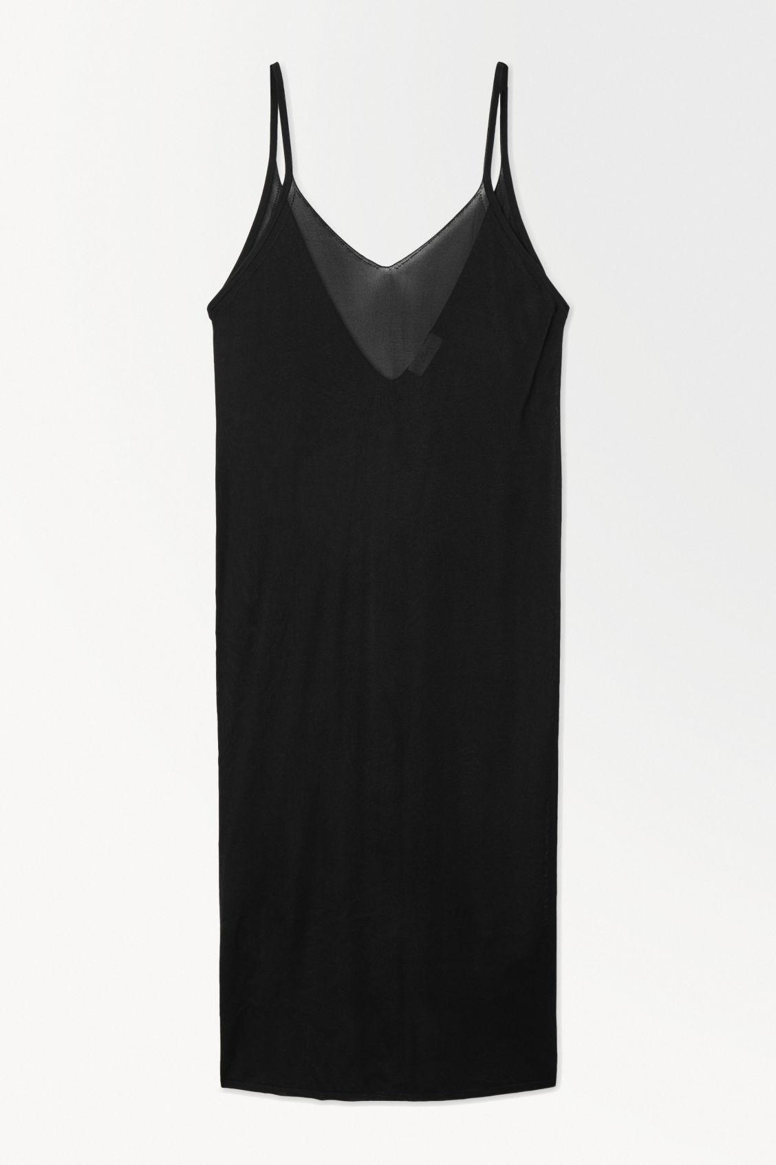 COS The Sheer Knitted Slip Dress in Black | Lyst