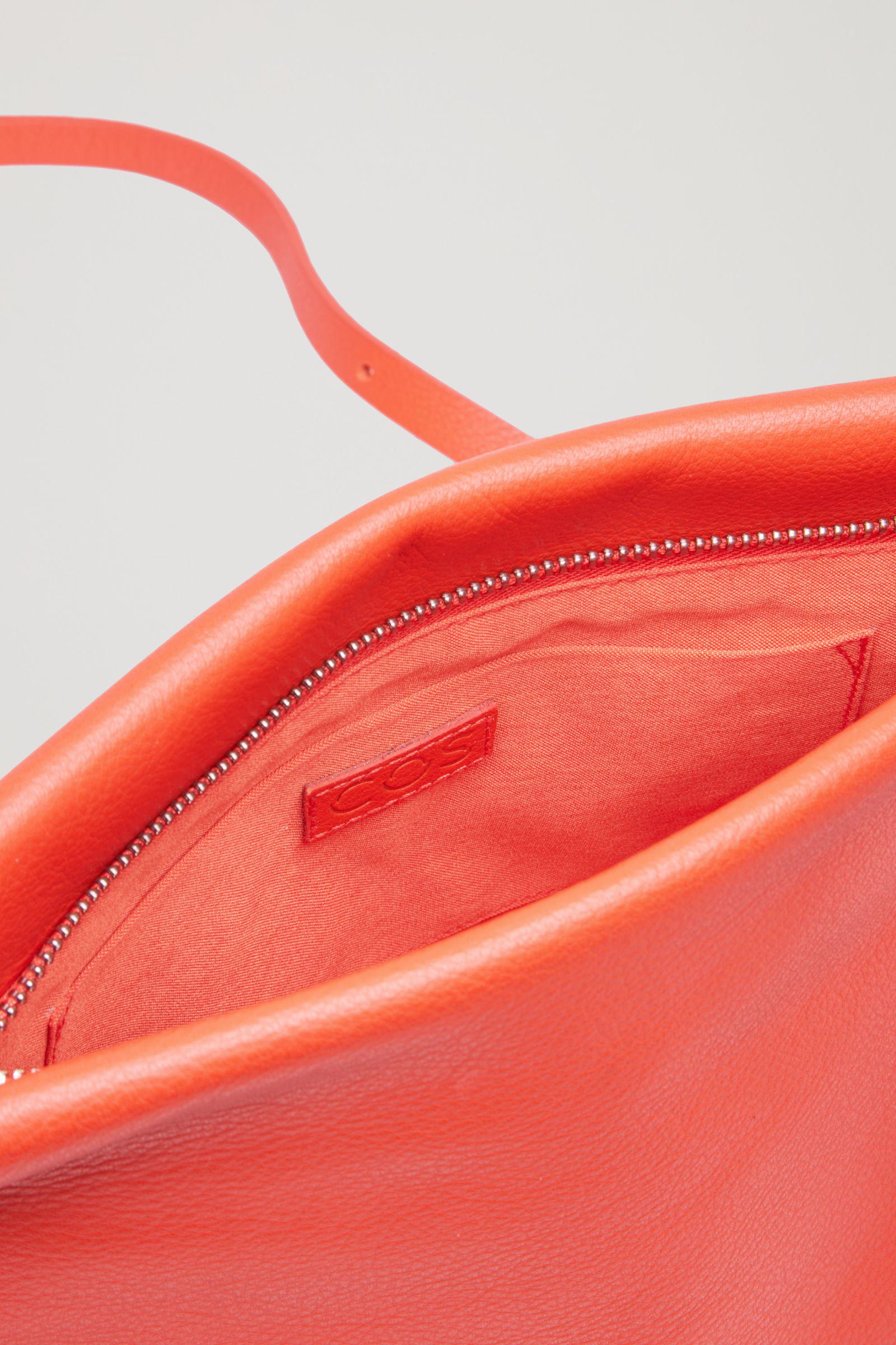 COS Textured Leather Shoulder Bag in Orange - Lyst