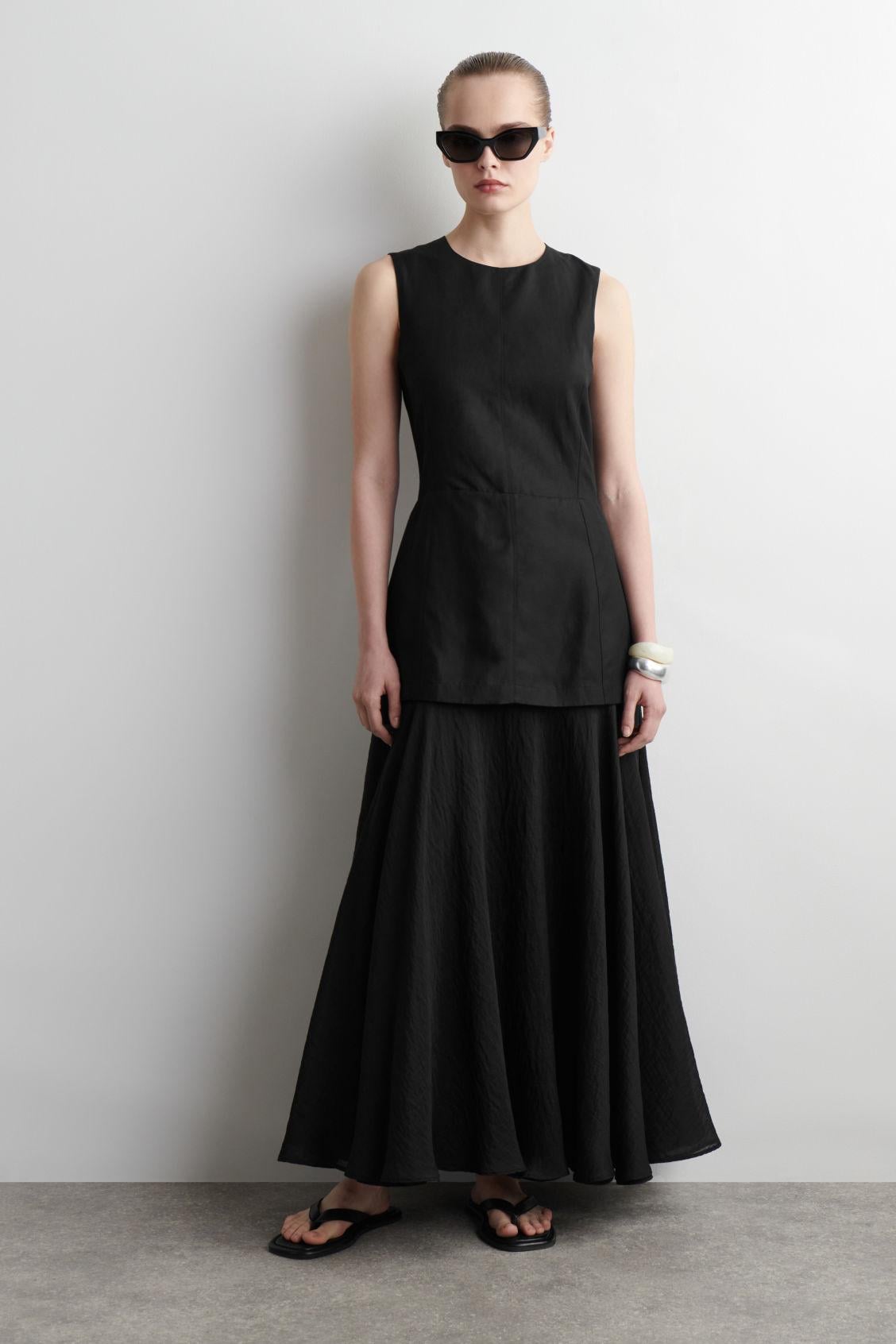 COS Layered Peplum Midi Dress in Black | Lyst