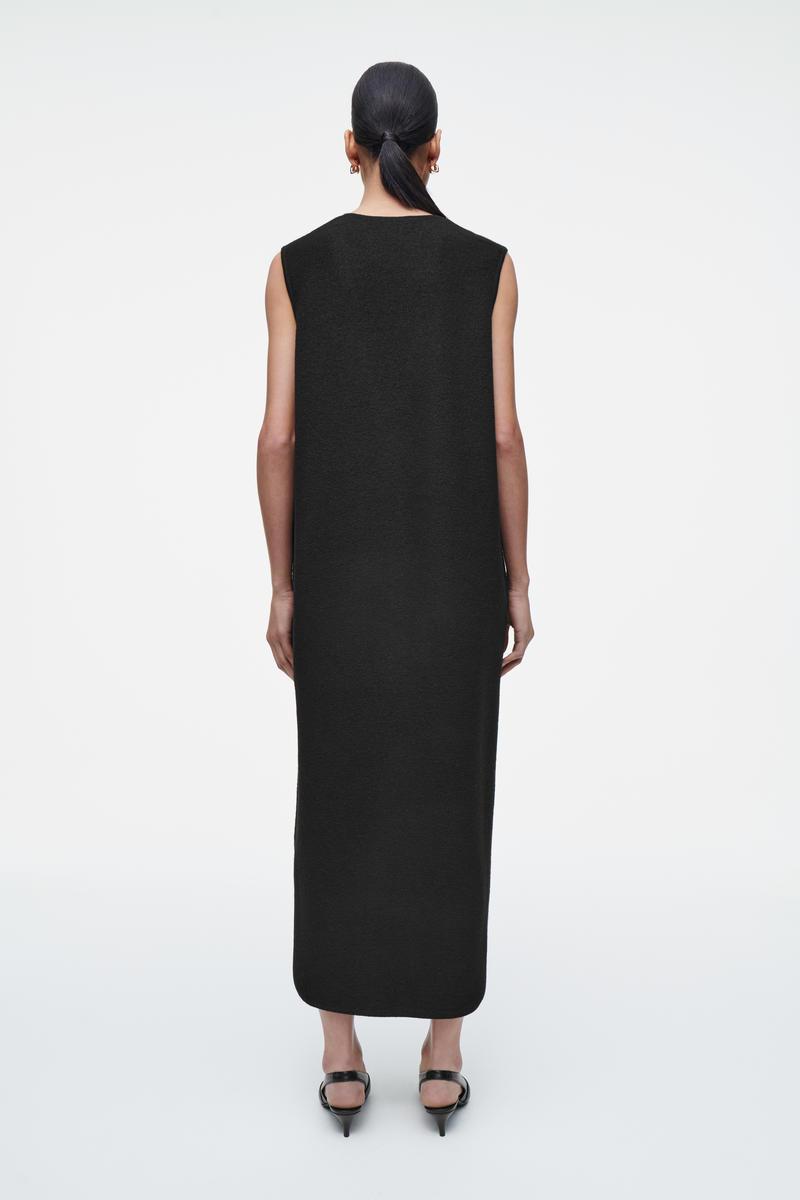 COS Boiled-wool Midi Dress in Black | Lyst UK