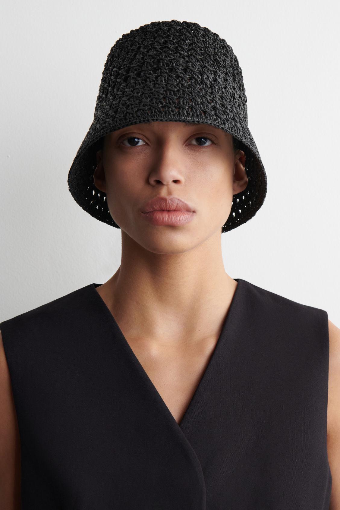 COS Open-weave Straw Bucket Hat in Black | Lyst display picture 3