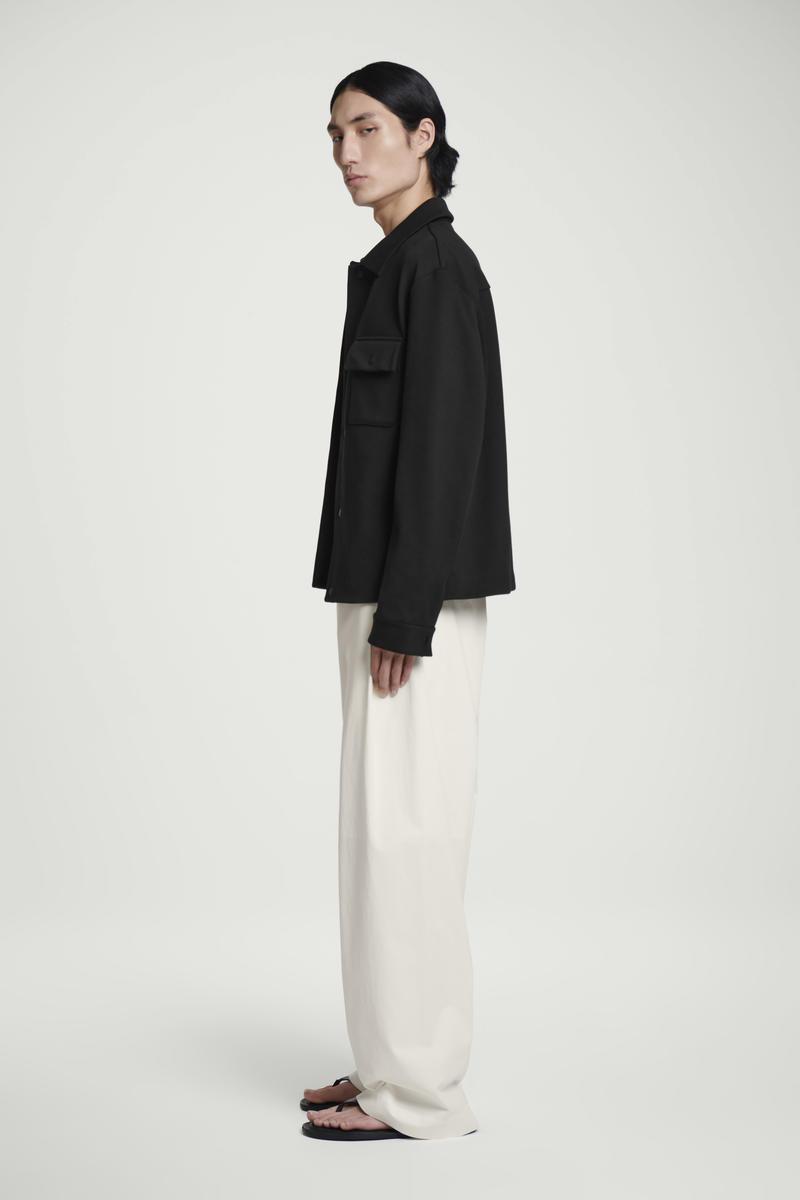 COS JERSEY-TWILL SHIRT JACKET ブラック XL JERSEY-TWILL SHIRT JACKET - BLACK | COS