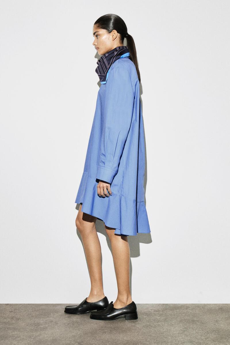 cos shirt dress blue COS Belted Midi Shirt Dress - Blue - Size 10