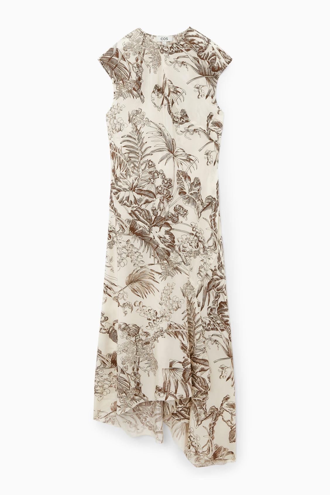 パーティードレス White Silk Botanical Diagram Dress ART DECO white - silk pleated dress