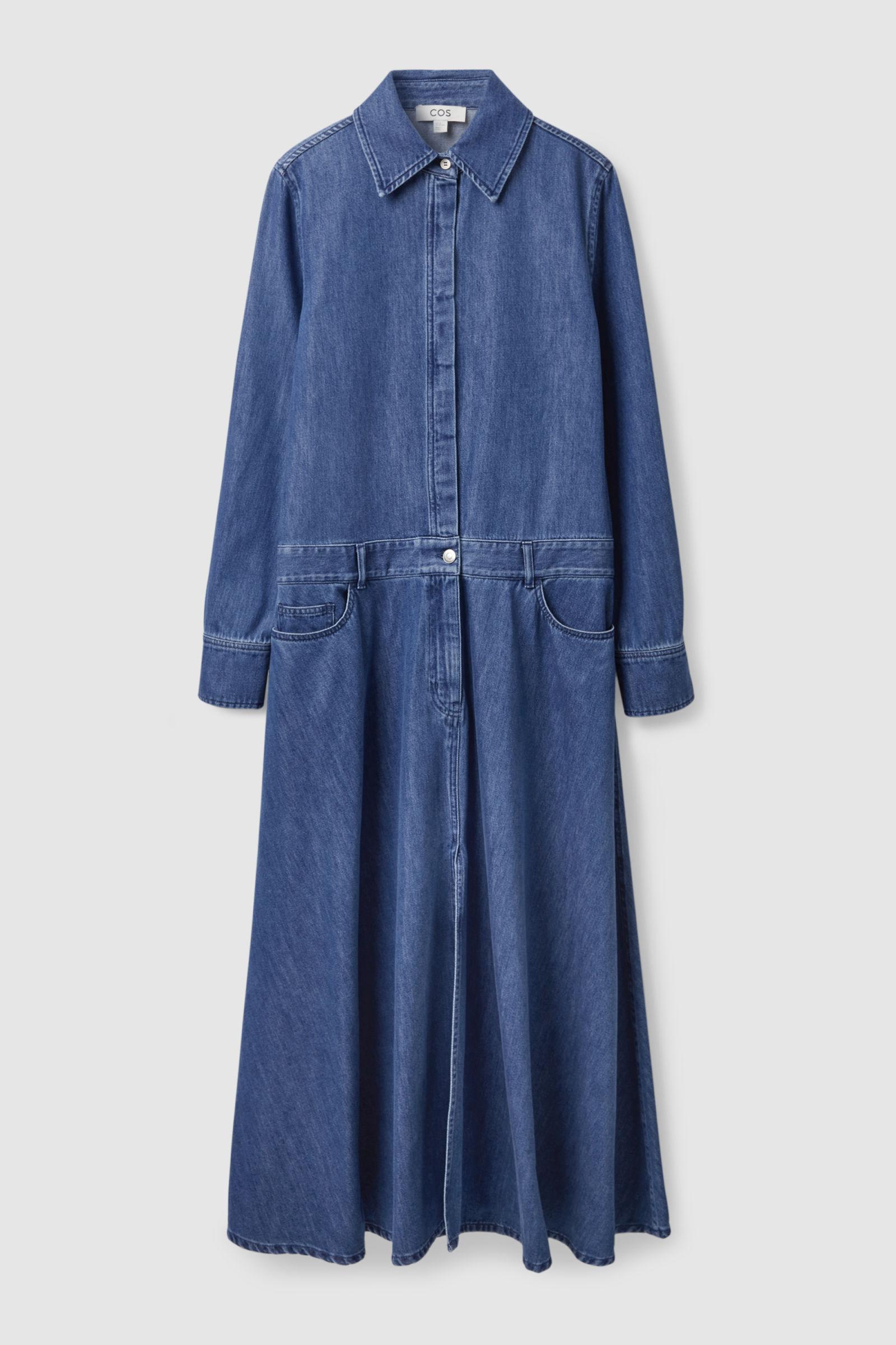 cos denim midi shirt dress COS Denim Midi Shirt Dress