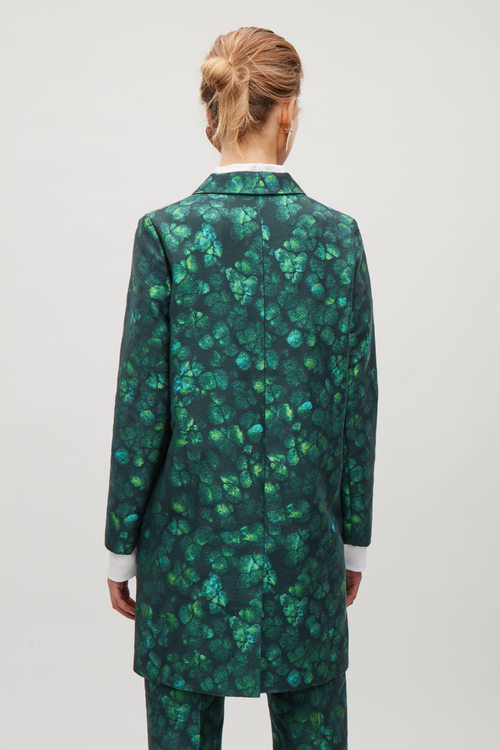COS Tailored Jacquard Coat in Green | Lyst