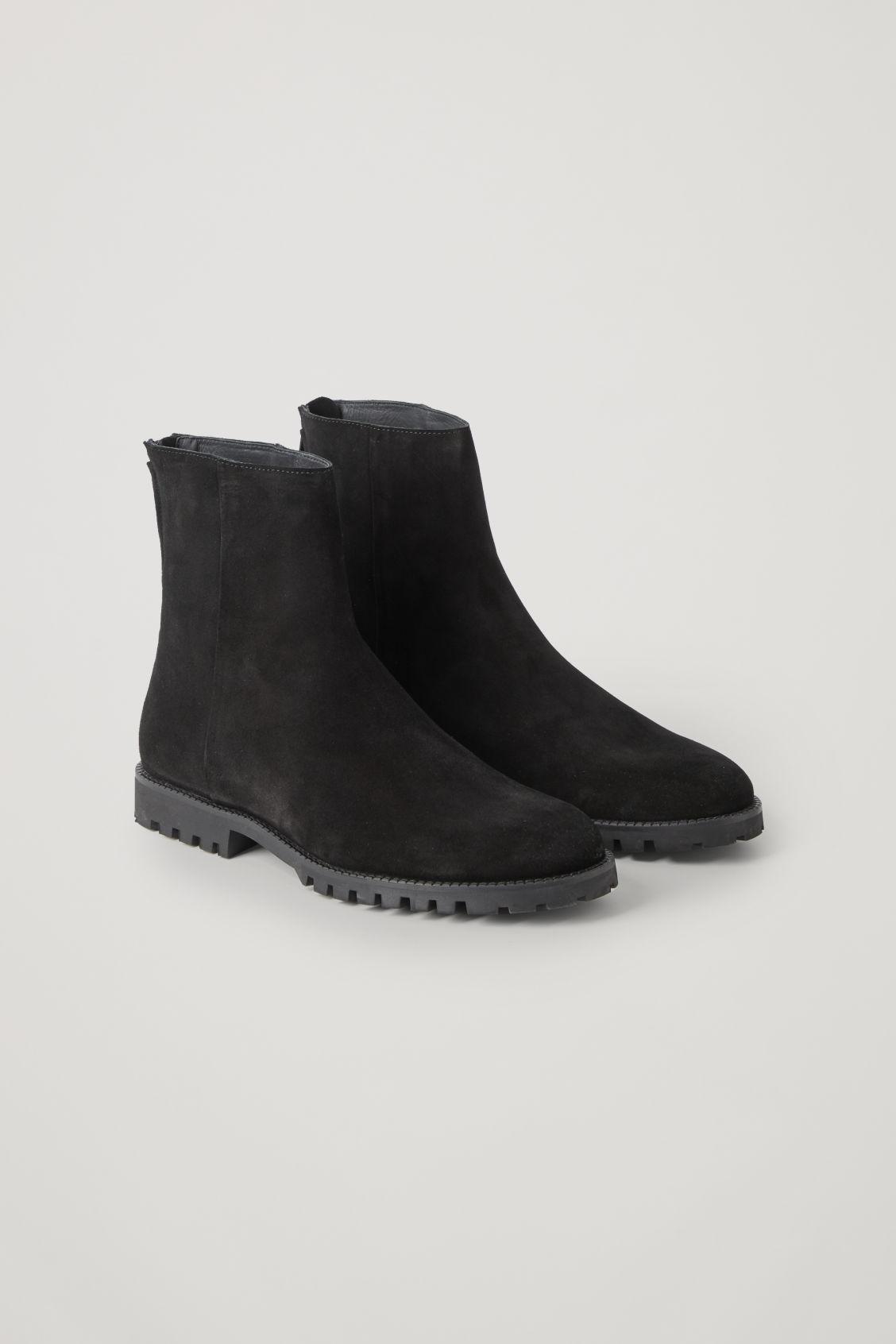 COS Waterproof suede Zipped Boots in Black for Men Lyst