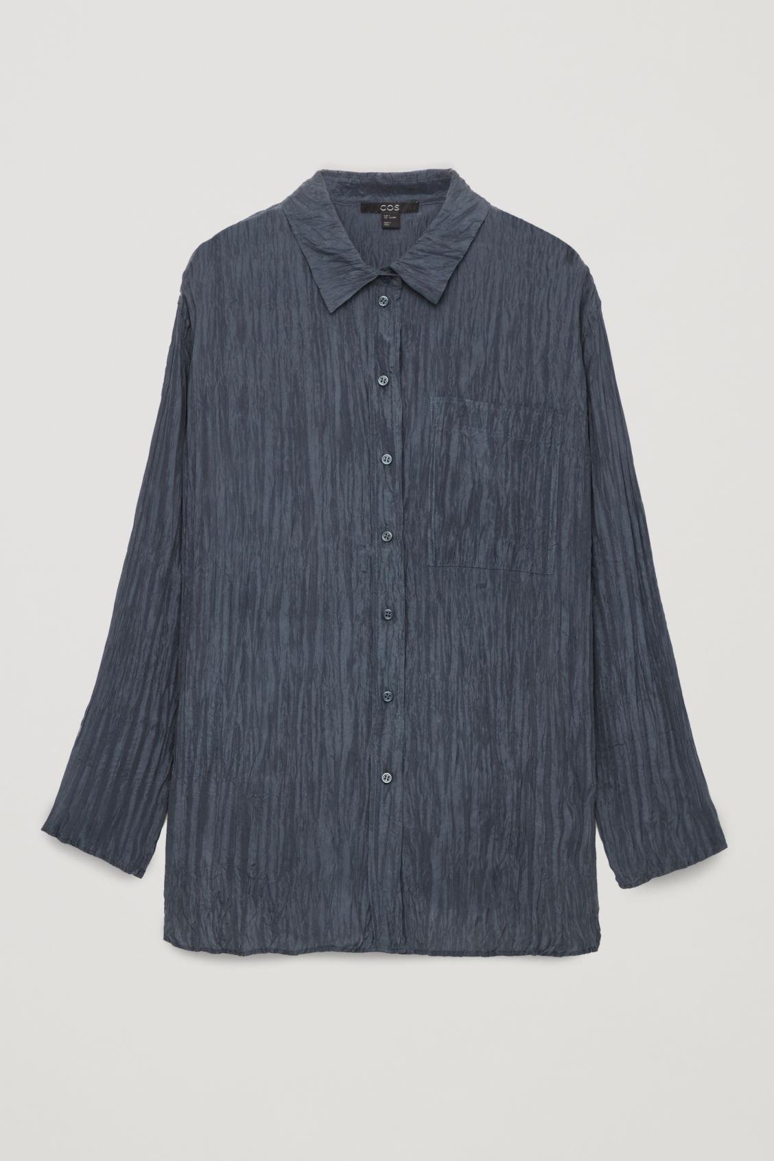 COS Crinkled Silk Shirt in Blue - Lyst