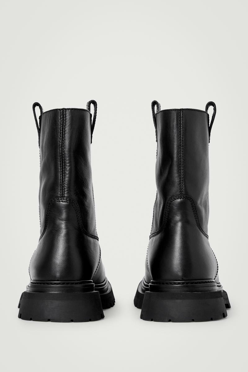 COS Leather Moto Boots in Black for Men | Lyst