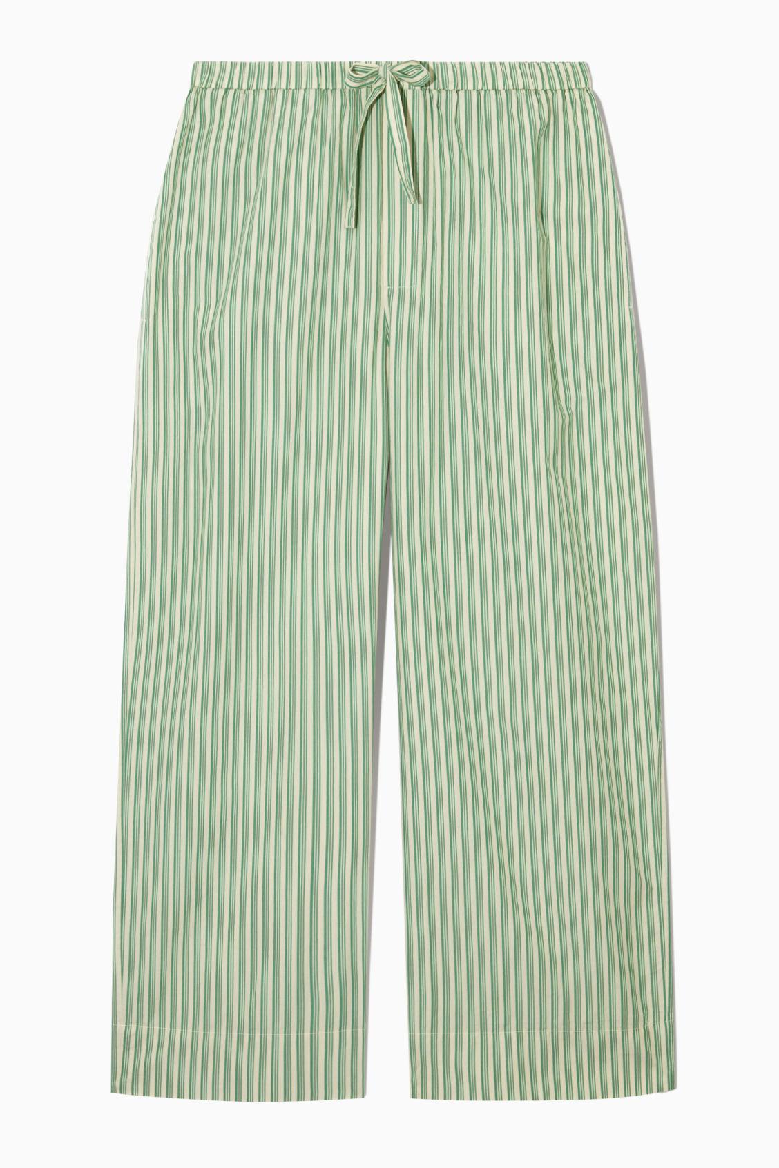 COS Striped Wide leg Poplin Pajama Pants in Green Lyst