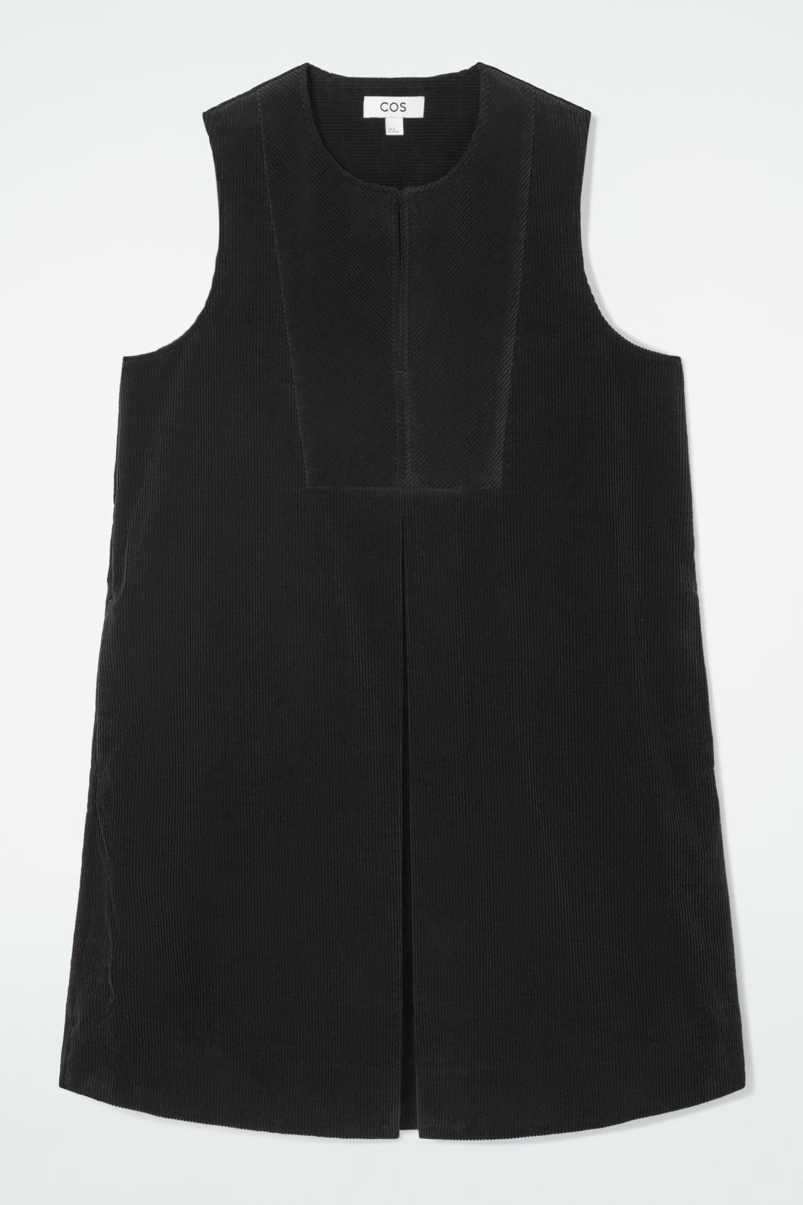 COS Bib-Front Corduroy Mini Dress in Black | Lyst