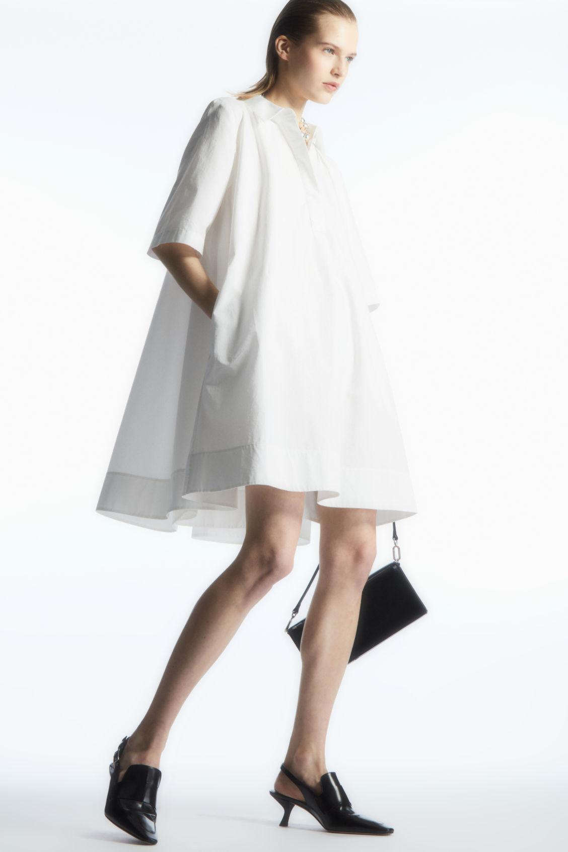 COS A-line Short-sleeved Shirt Dress in White | Lyst