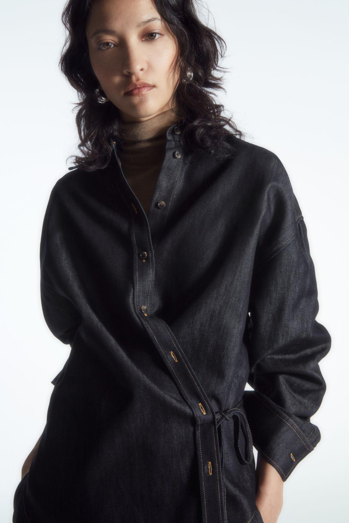 上品コーデはコレで安心！ in Shirt Wrap Denim Fluid COS Black Lyst | トップス